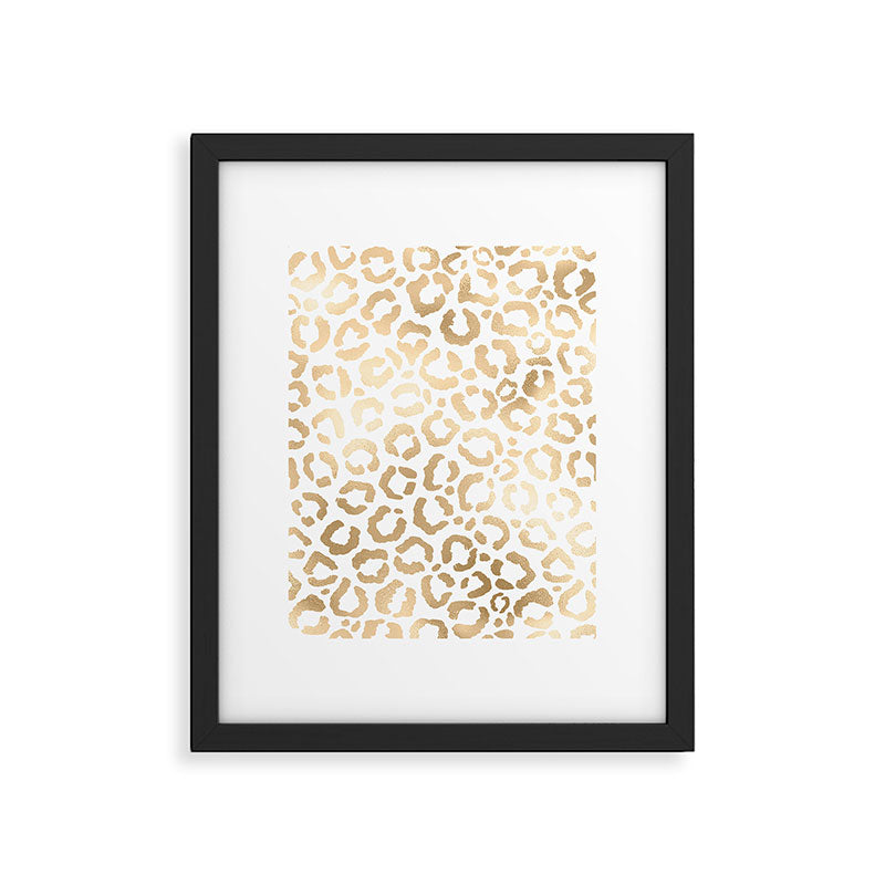 Elegant Gold White Leopard Cheetah Animal Print Framed Art Print Gallery Image 6