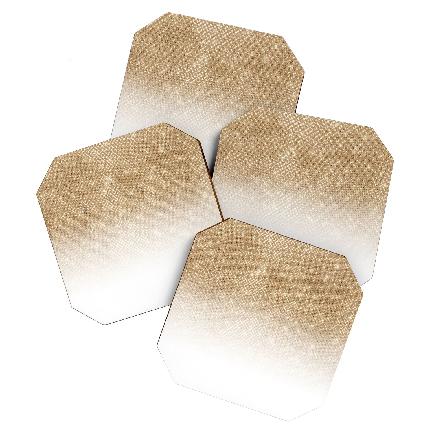 Glamorous Gold Glitter Sequin Ombre Gradient Coaster Gallery Image 1
