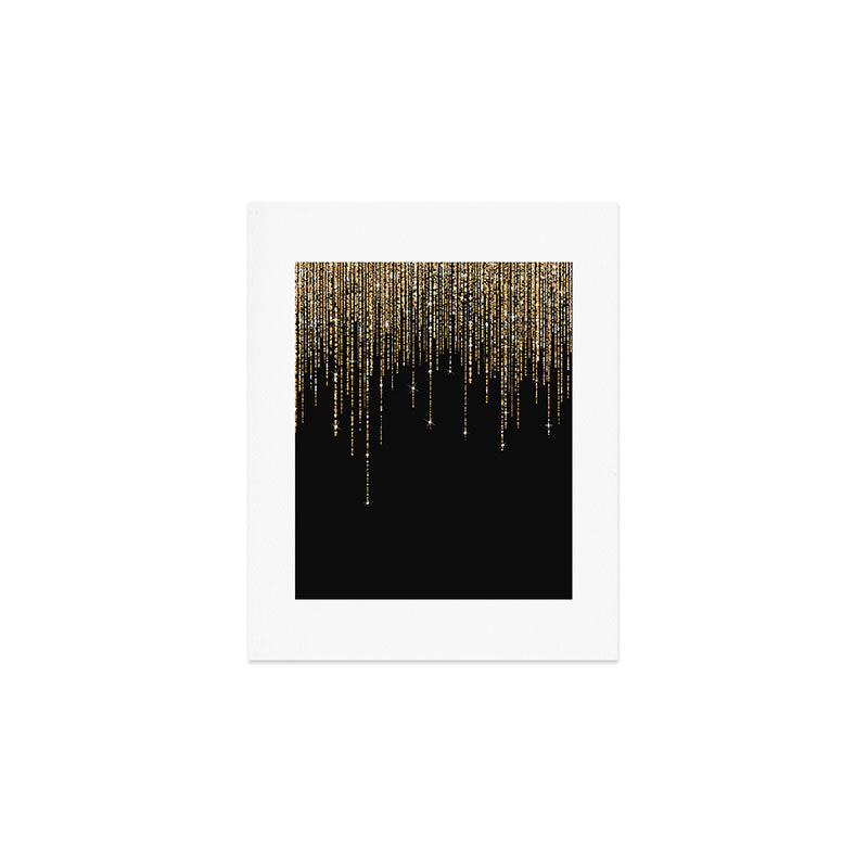Luxury Chic Black Gold Sparkly Glitter Fringe Art Print Gallery Image 1