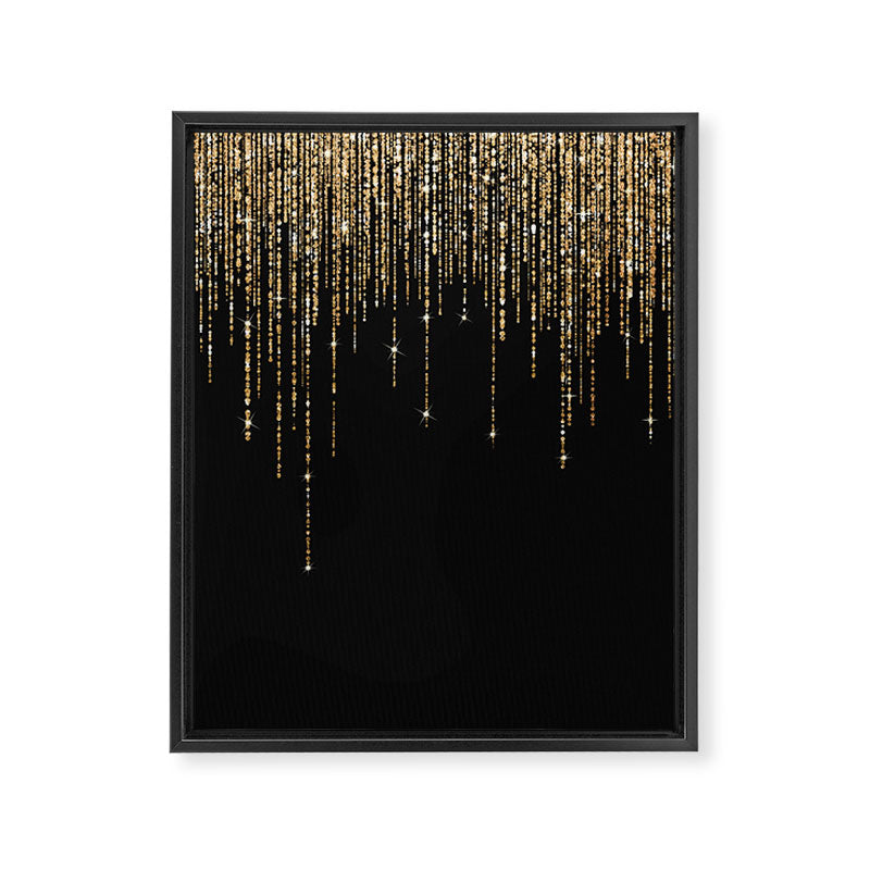 Luxury Chic Black Gold Sparkly Glitter Fringe Framed Canvas Print Gallery Image 8