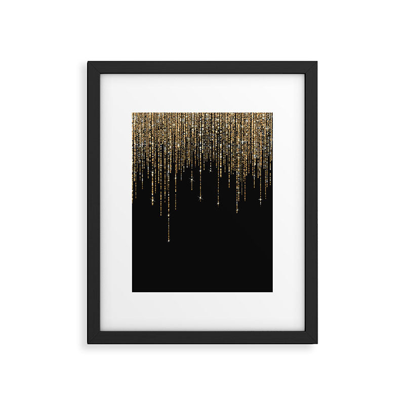 Luxury Chic Black Gold Sparkly Glitter Fringe Framed Art Print Gallery Image 6