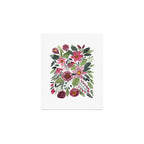 Mauve Pink Forest Green Watercolor Flowers Leaves Art Print Gallery Image 1
