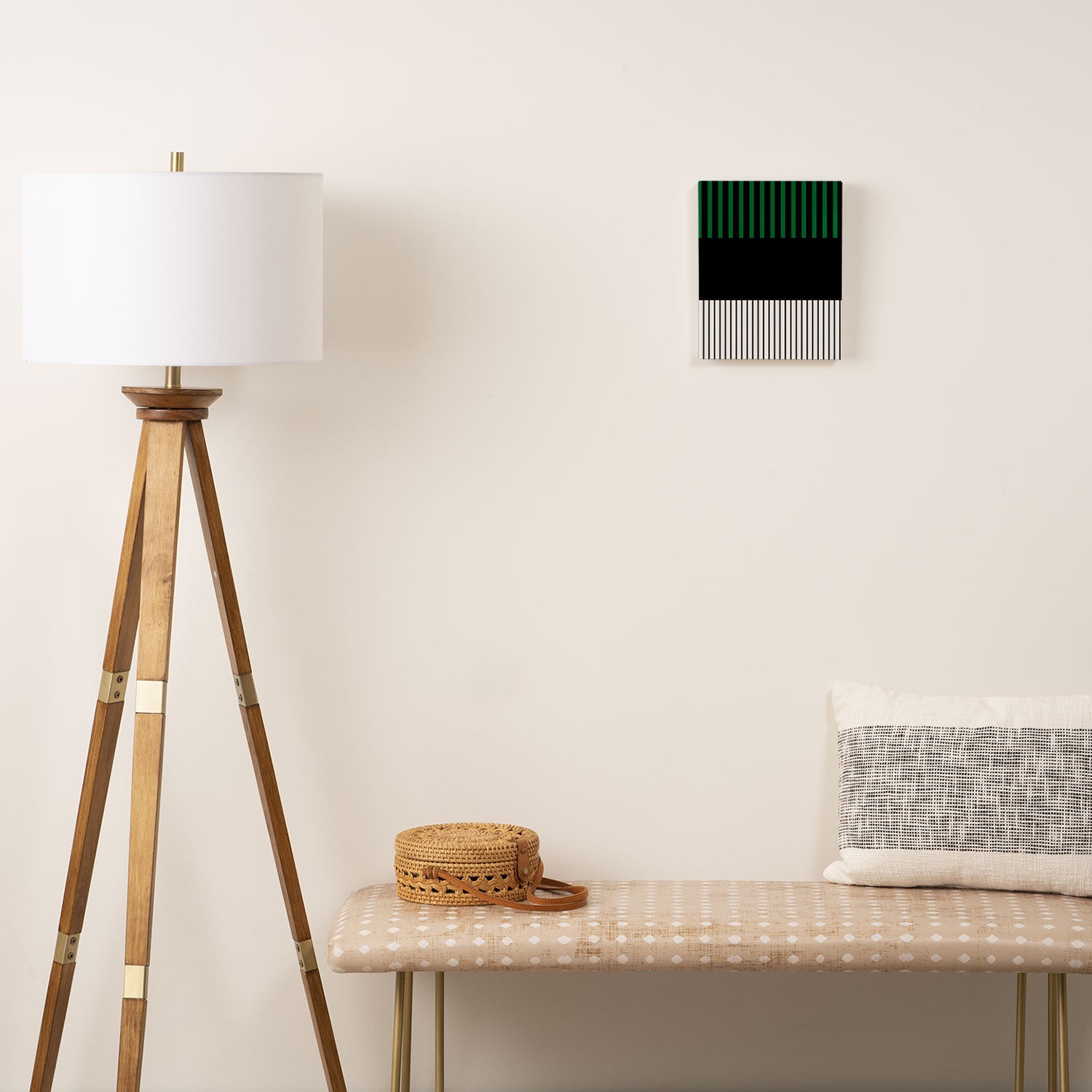 Colour Pop Stripes in Green - White and Black Canvas Print Gallery Image 2