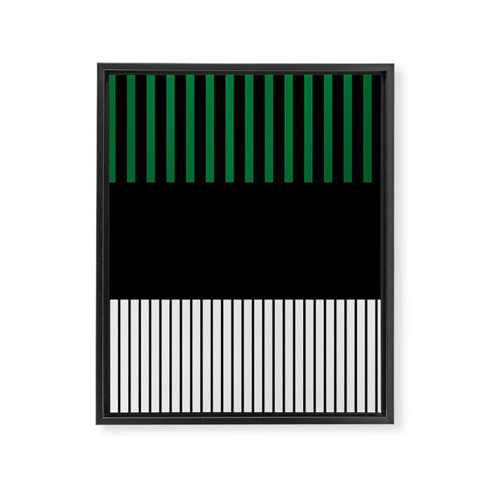 Colour Pop Stripes in Green - White and Black Framed Canvas Print Gallery Image 1