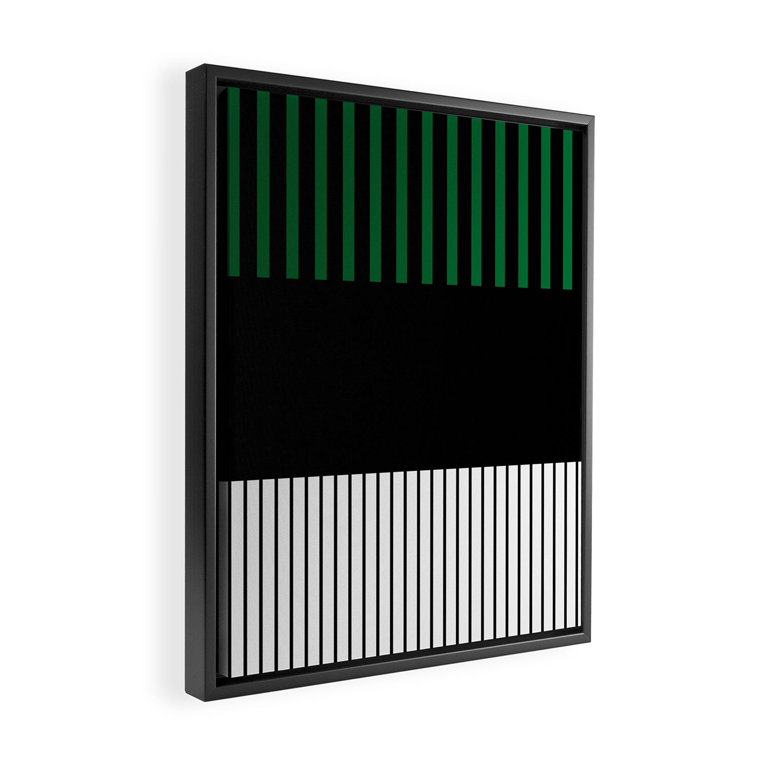 Colour Pop Stripes in Green - White and Black Framed Canvas Print Gallery Image 2
