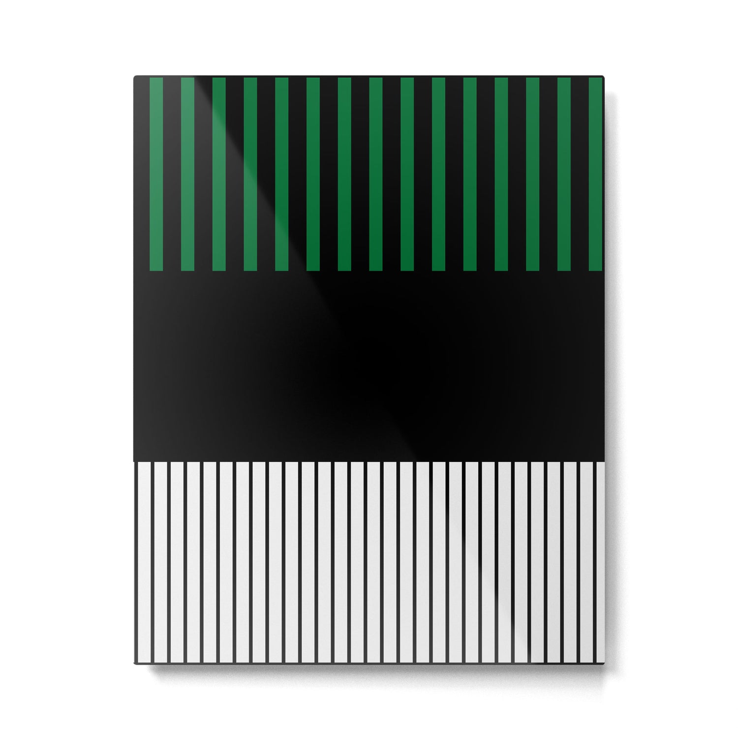 Colour Pop Stripes in Green - White and Black Metal Print Gallery Image 6