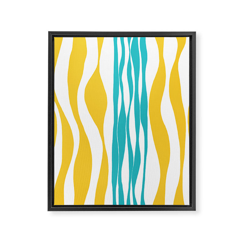 Ebb and Flow - Turquoise & Yellow Framed Canvas Print Gallery Image 8