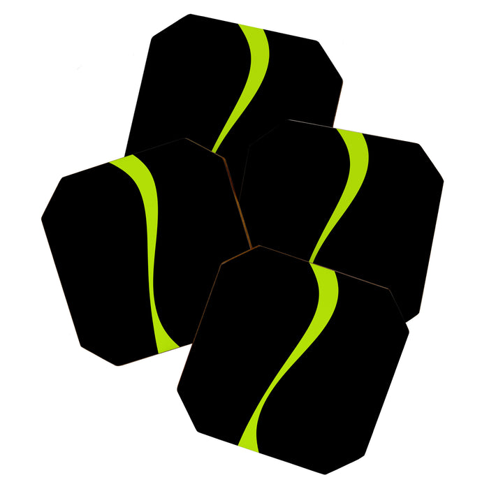 Simple Waves 2 - Lime Green Coaster Gallery Image 1