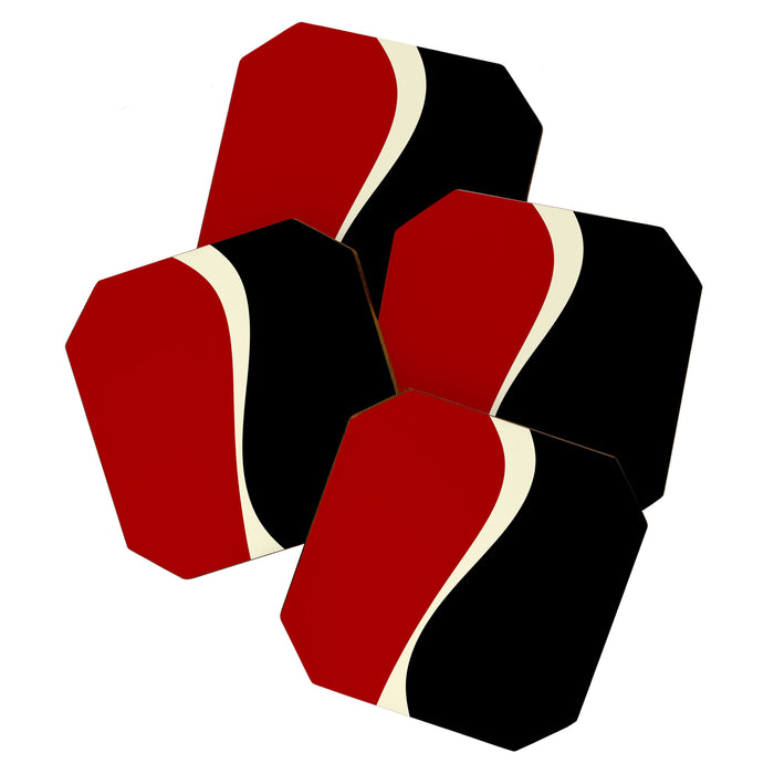 Simple Waves 2 - Red & Cream Coaster Gallery Image 1