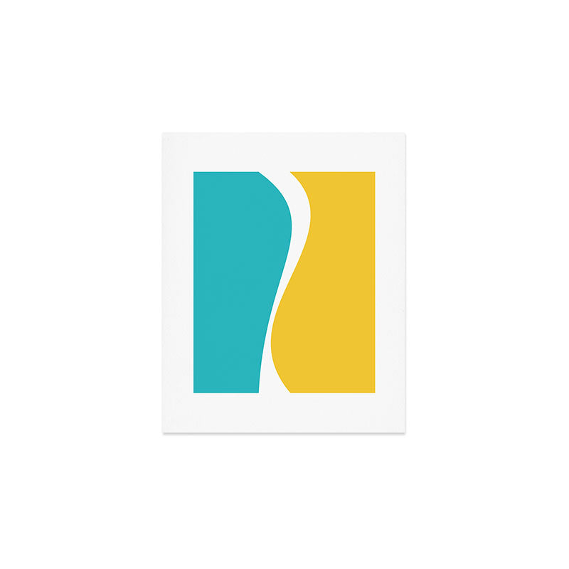 Simple Waves 2 - Turquoise and Yellow Art Print Gallery Image 1