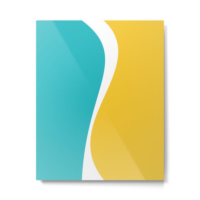 Simple Waves 2 - Turquoise and Yellow Metal Print Gallery Image 1
