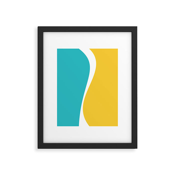 Simple Waves 2 - Turquoise and Yellow Framed Art Print Gallery Image 1