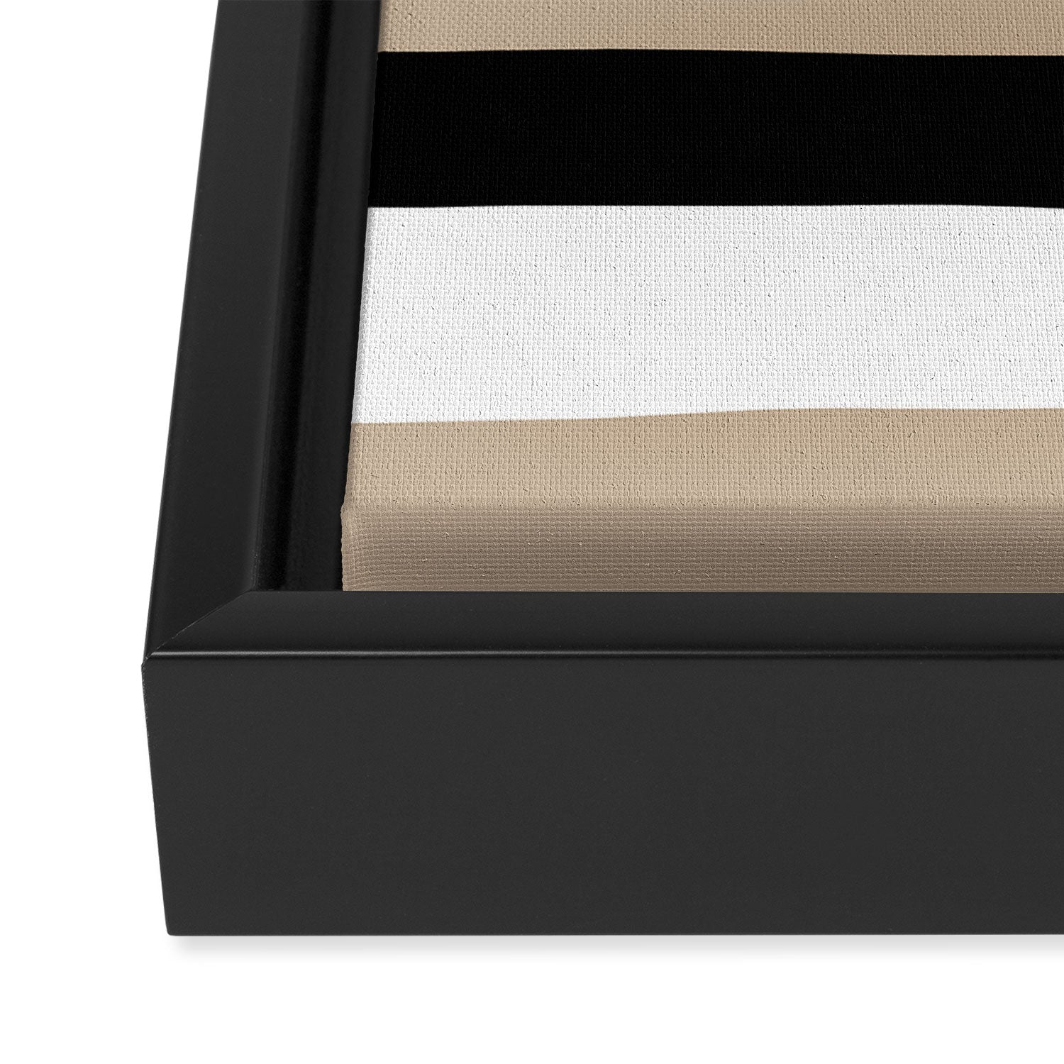 Uneven Stripes - Taupe, Black and White Framed Canvas Print Gallery Image 3