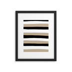 Uneven Stripes - Taupe, Black and White Framed Art Print Gallery Image 6