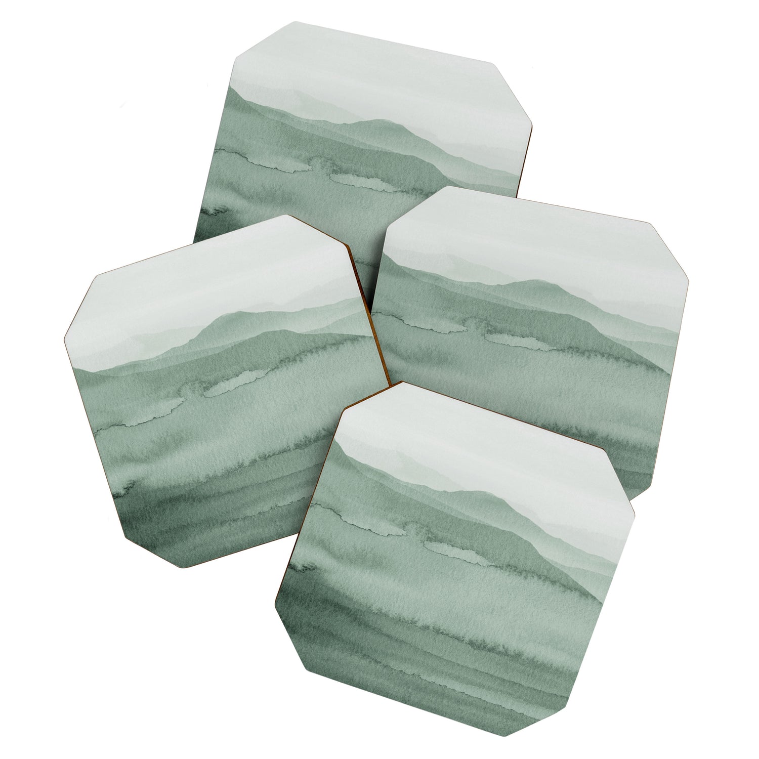 Abstract 1 Watercolor Sage Green Art Print By LandSartprints Coaster Gallery Image 1