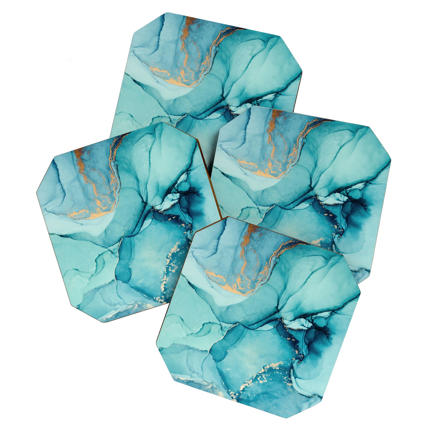 Abstract Turquoise Art Print By LandSartprints Coaster Gallery Image 1
