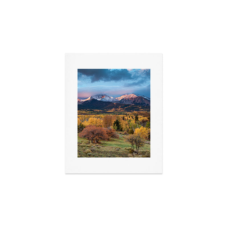 Colorado Mountain Sunrise Mt. Sopris Autumn Landscape Art Print
