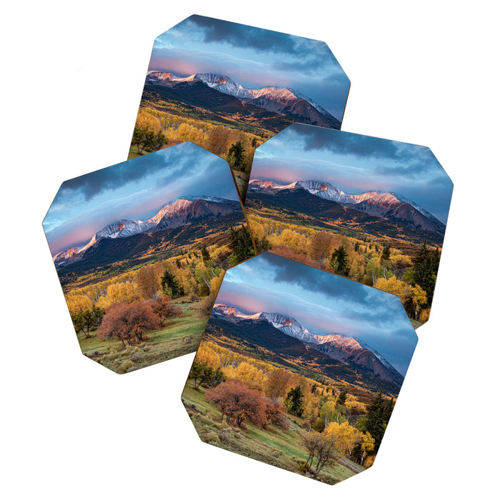 Colorado Mountain Sunrise Mt. Sopris Autumn Landscape Coaster Gallery Image 1