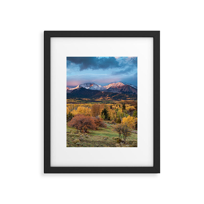Colorado Mountain Sunrise Mt. Sopris Autumn Landscape Framed Art Print