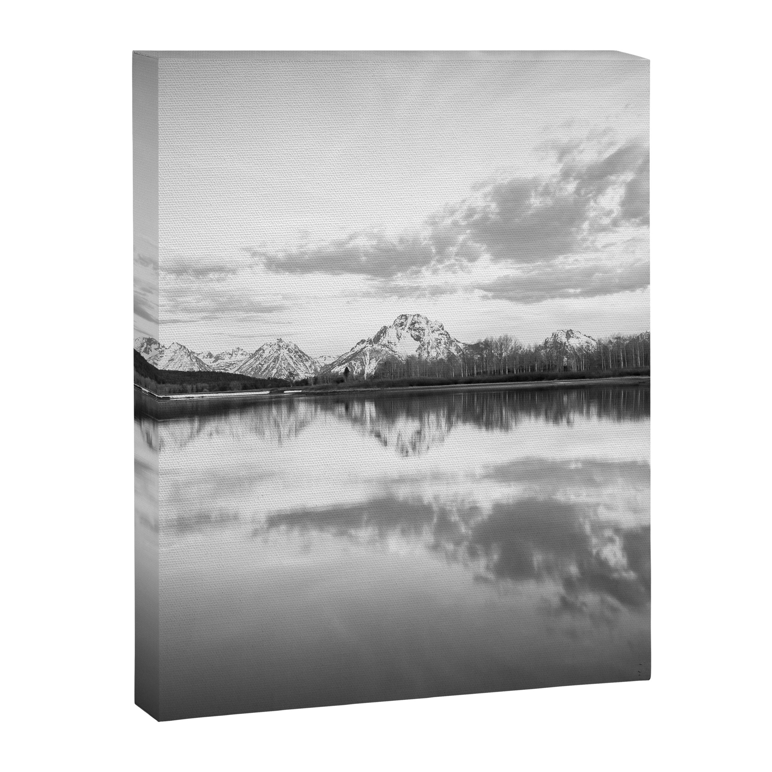 Grand Teton Black & White Wyoming National Park Oxbow Bend Landscape Canvas Print Gallery Image 3