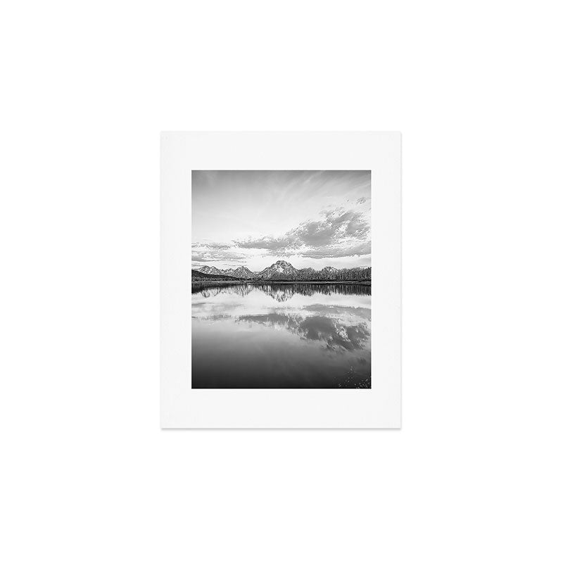 Grand Teton Black & White Wyoming National Park Oxbow Bend Landscape Art Print Gallery Image 1