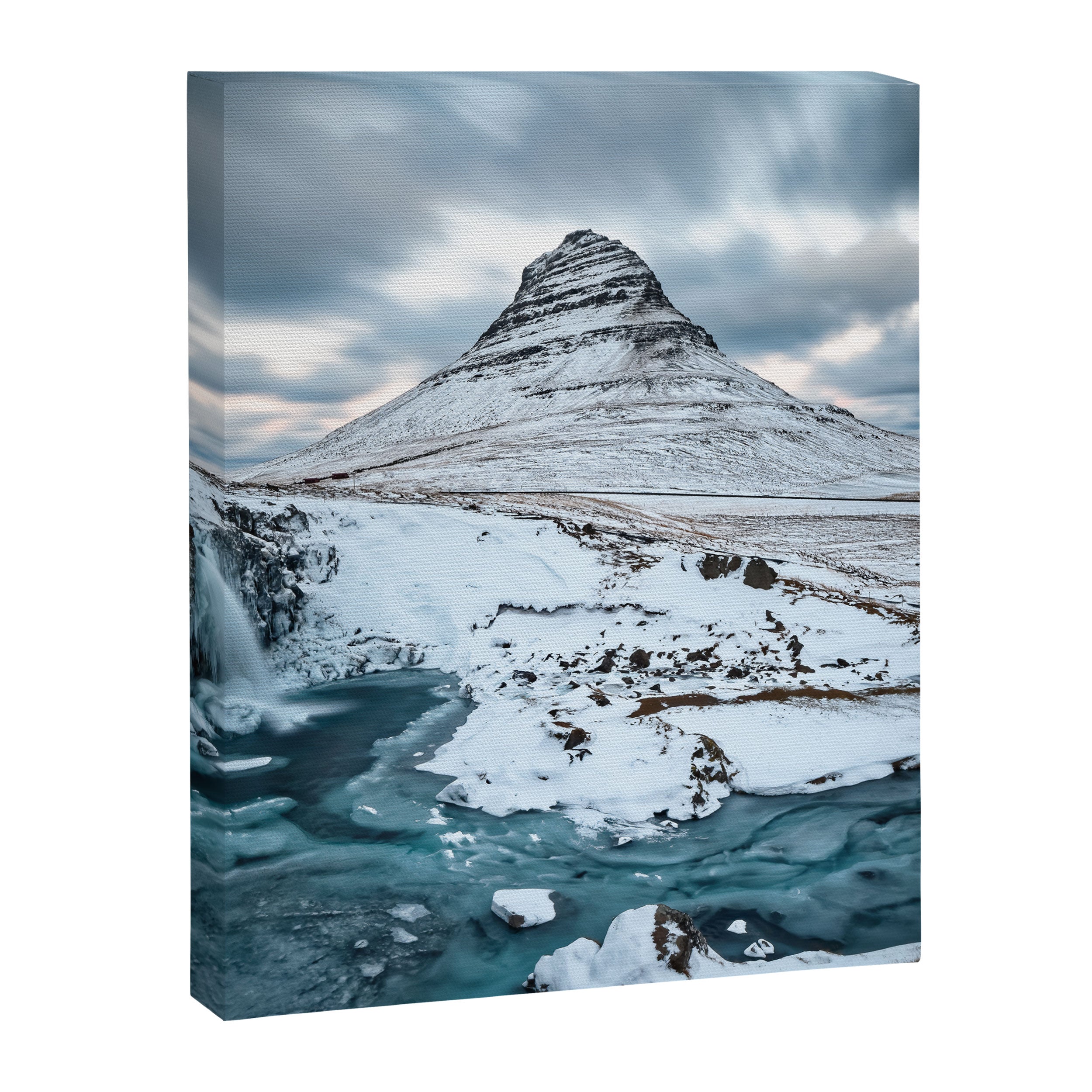 KIRKJUFELL MOUNTAIN & WATERFALL IN WINTER ICELAND LANDSCAPE Canvas Print Gallery Image 6