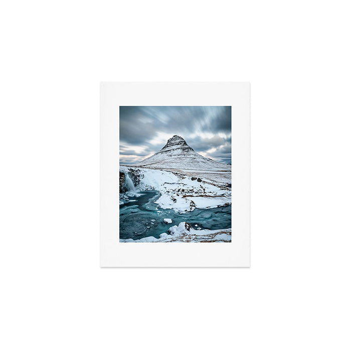 KIRKJUFELL MOUNTAIN & WATERFALL IN WINTER ICELAND LANDSCAPE Art Print Gallery Image 1