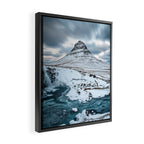 KIRKJUFELL MOUNTAIN & WATERFALL IN WINTER ICELAND LANDSCAPE Framed Canvas Print Gallery Image 2