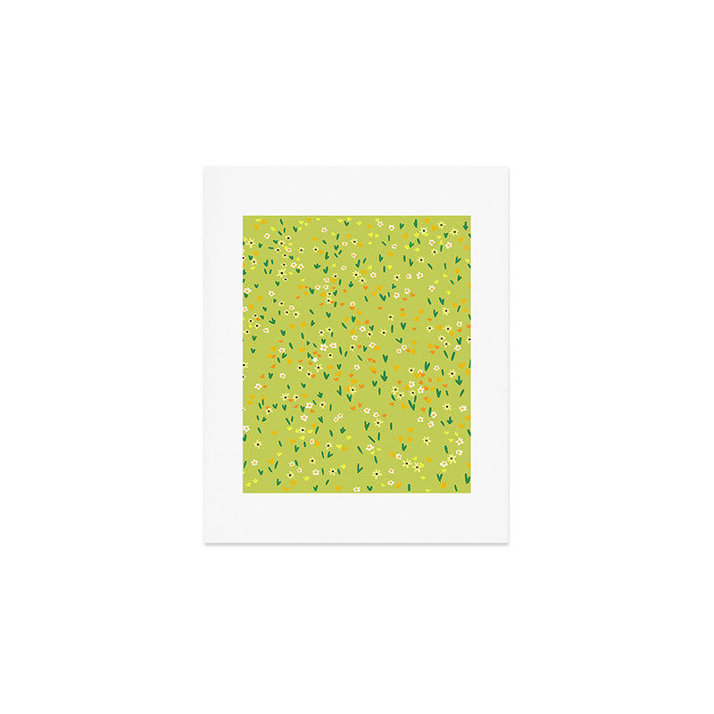 Bright Green Wildflowers Art Print Gallery Image 1