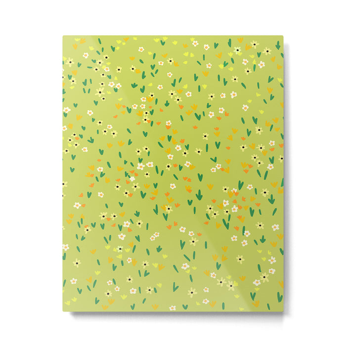 Bright Green Wildflowers Metal Print Gallery Image 1