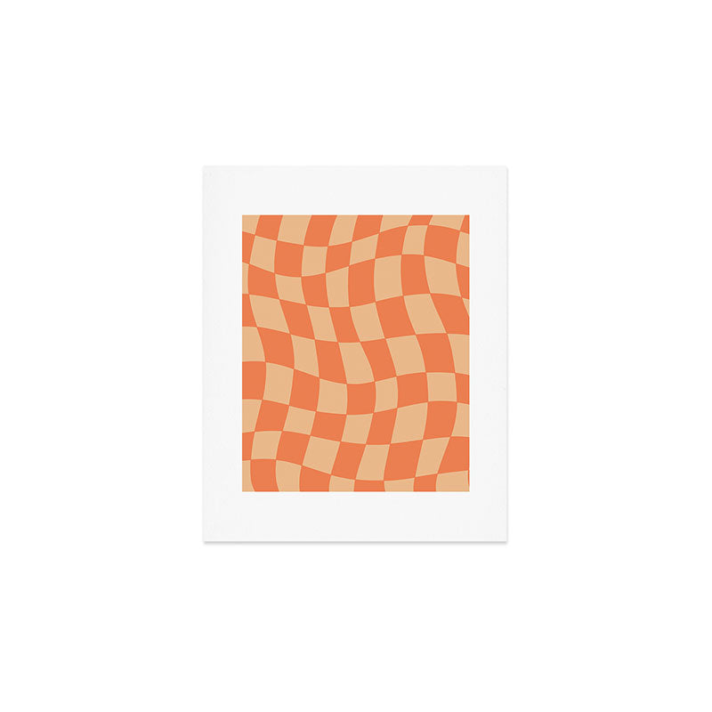 Coral Wavy Checkerboard Art Print Gallery Image 1