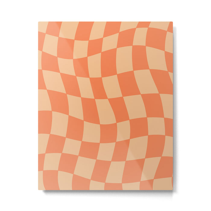 Coral Wavy Checkerboard Metal Print Gallery Image 1
