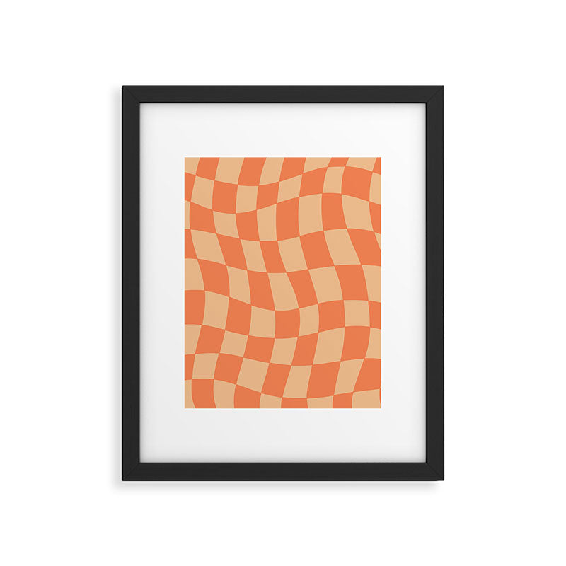 Coral Wavy Checkerboard Framed Art Print Gallery Image 6