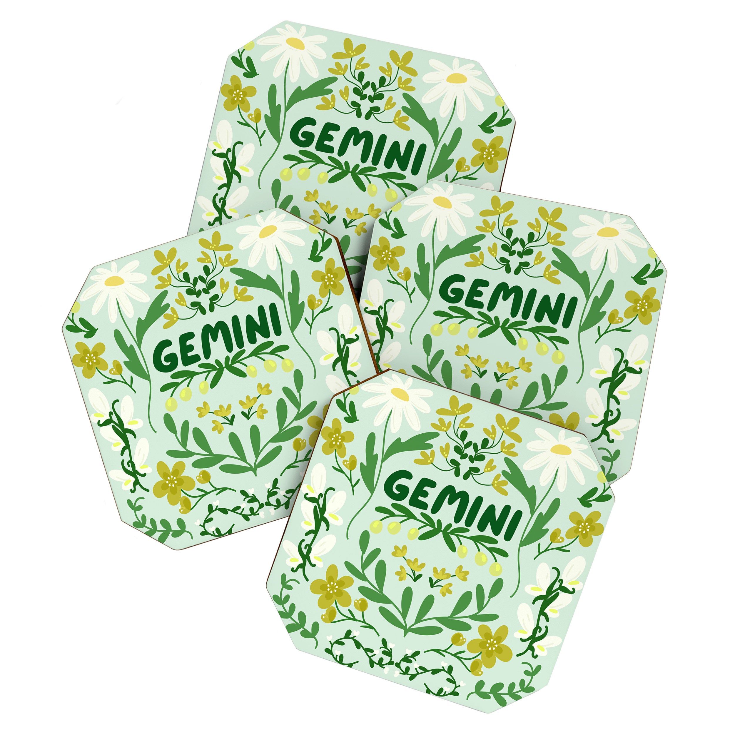 Gemini Retro Folk Art Coaster Gallery Image 1