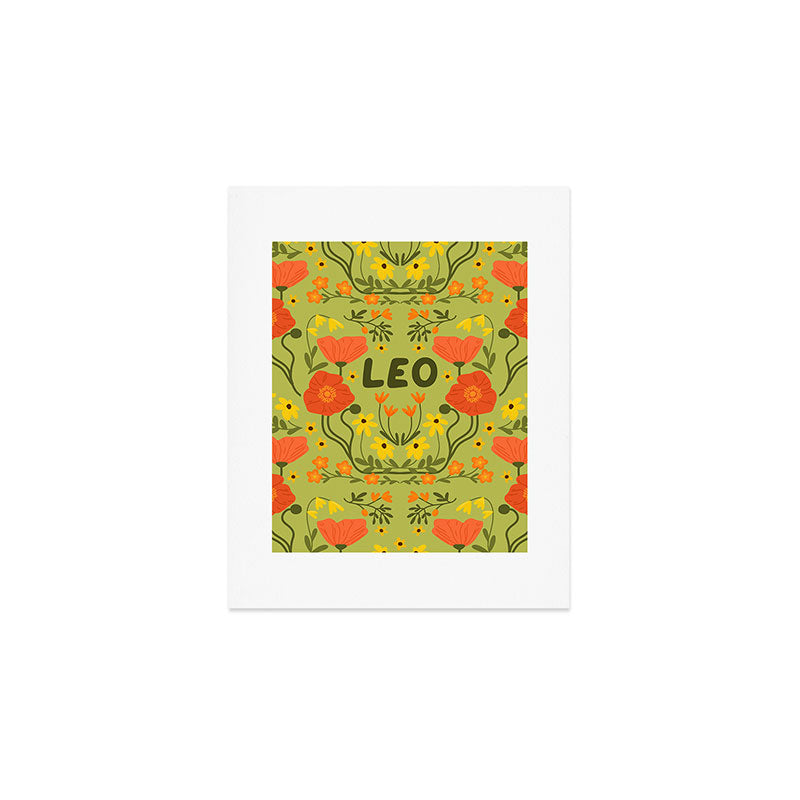Leo Floral Folk Art  Art Print Gallery Image 1