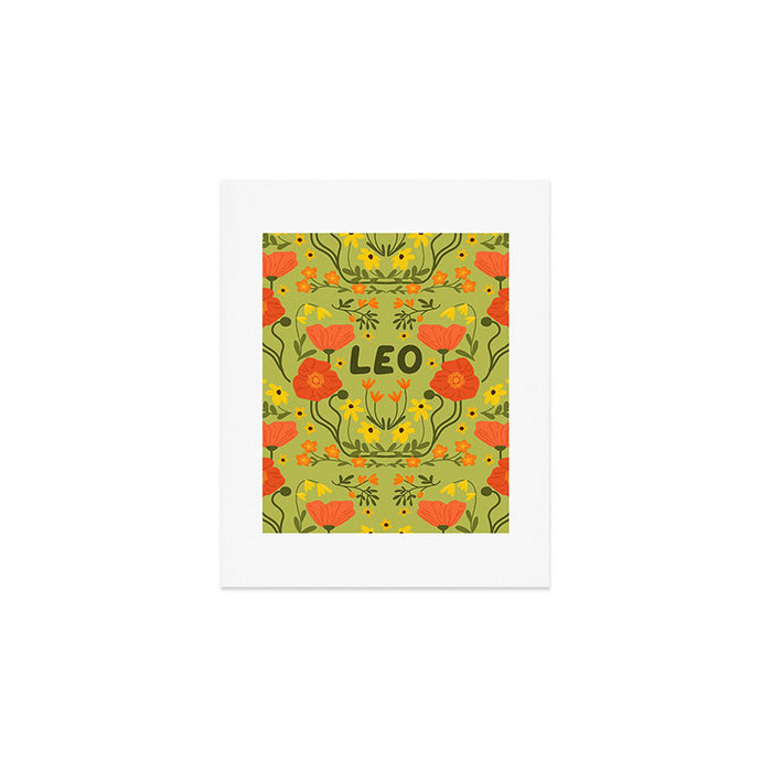 Leo Floral Folk Art  Art Print Gallery Image 1