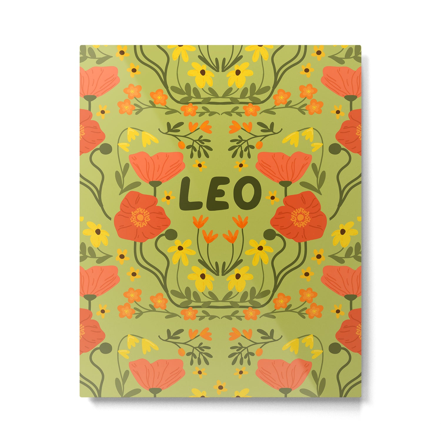 Leo Floral Folk Art  Metal Print Gallery Image 6