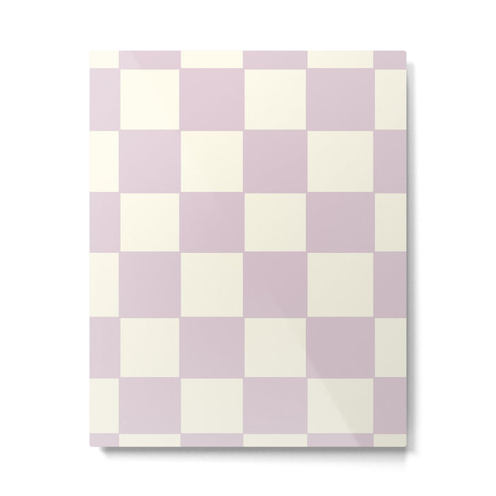 Lilac Check Pattern Metal Print Gallery Image 1