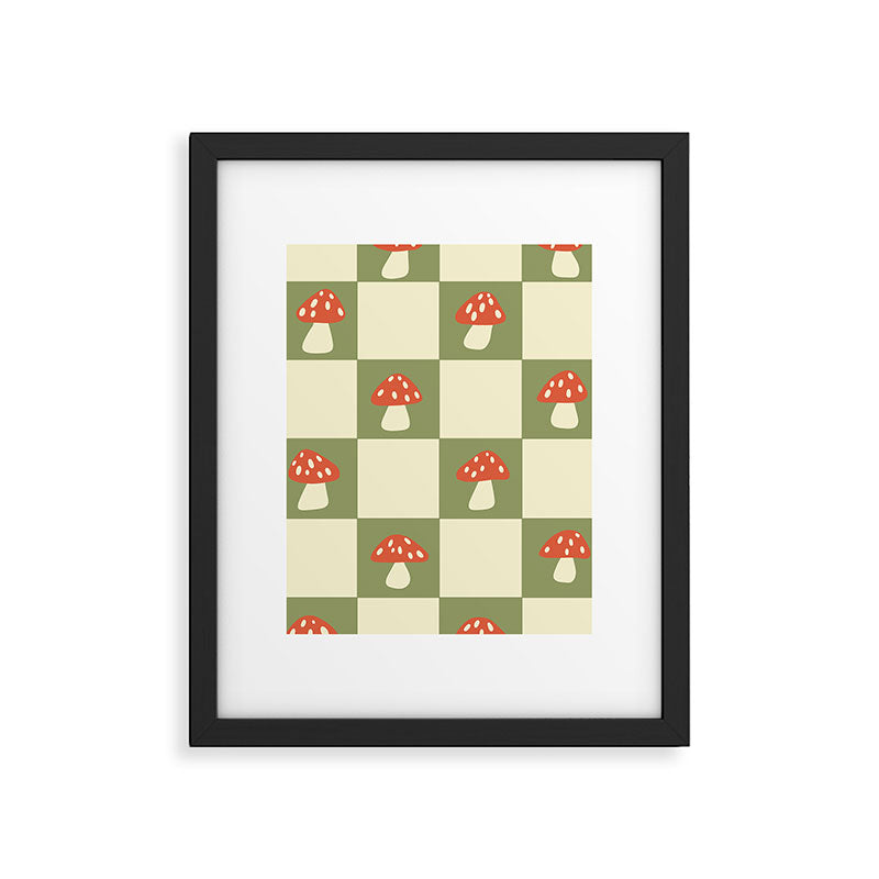 Mushroom Checkerboard Pattern Framed Art Print Gallery Image 6