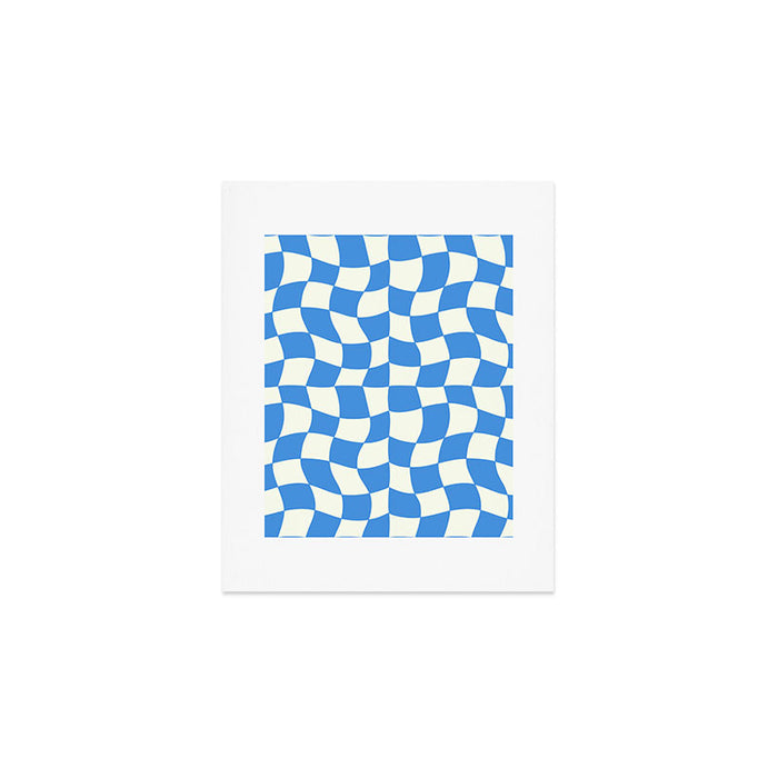 Ocean Blue Wavy Checkerboard  Art Print Gallery Image 1