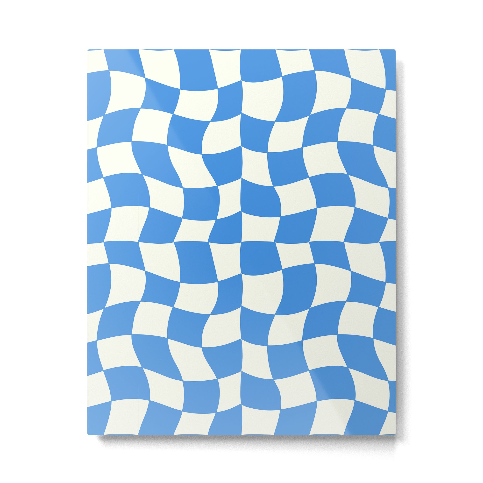 Ocean Blue Wavy Checkerboard  Metal Print Gallery Image 6