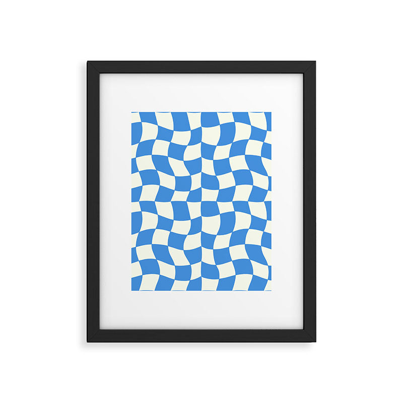 Ocean Blue Wavy Checkerboard  Framed Art Print Gallery Image 6