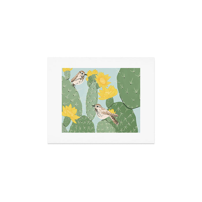 Prickly Pear with Wrens  Art Print Gallery Image 1