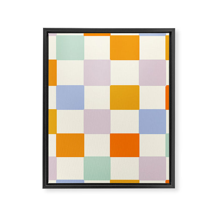 Rainbow Check Pattern Framed Canvas Print Gallery Image 1