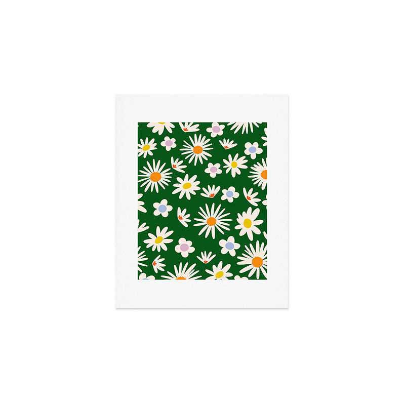 Rainbow Vintage Daisies Art Print Gallery Image 1