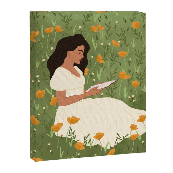 Reading in the Poppies  Canvas Print Gallery Image 1
