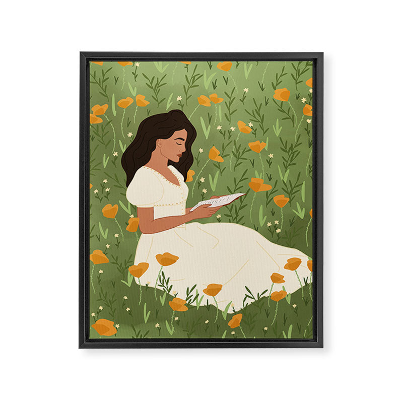 Reading in the Poppies  Framed Canvas Print Gallery Image 8
