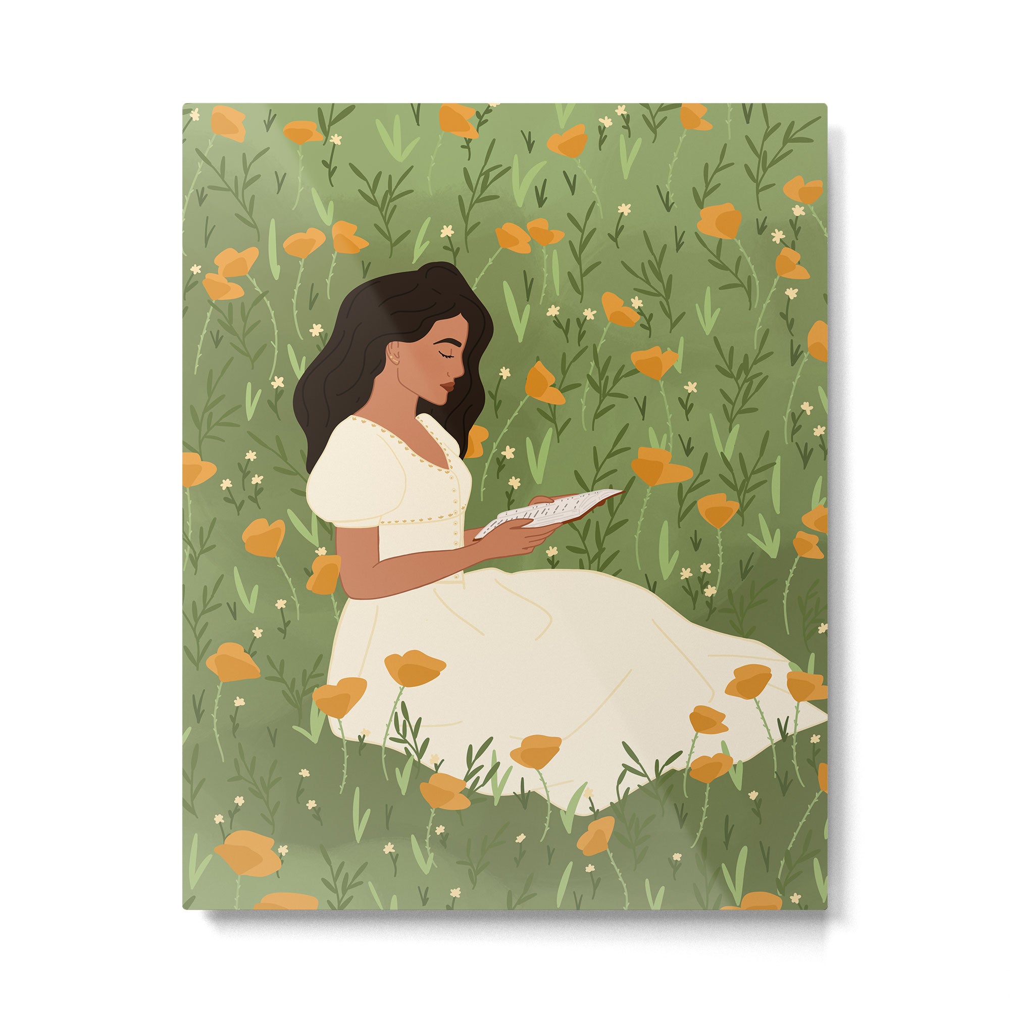Reading in the Poppies  Metal Print Gallery Image 6