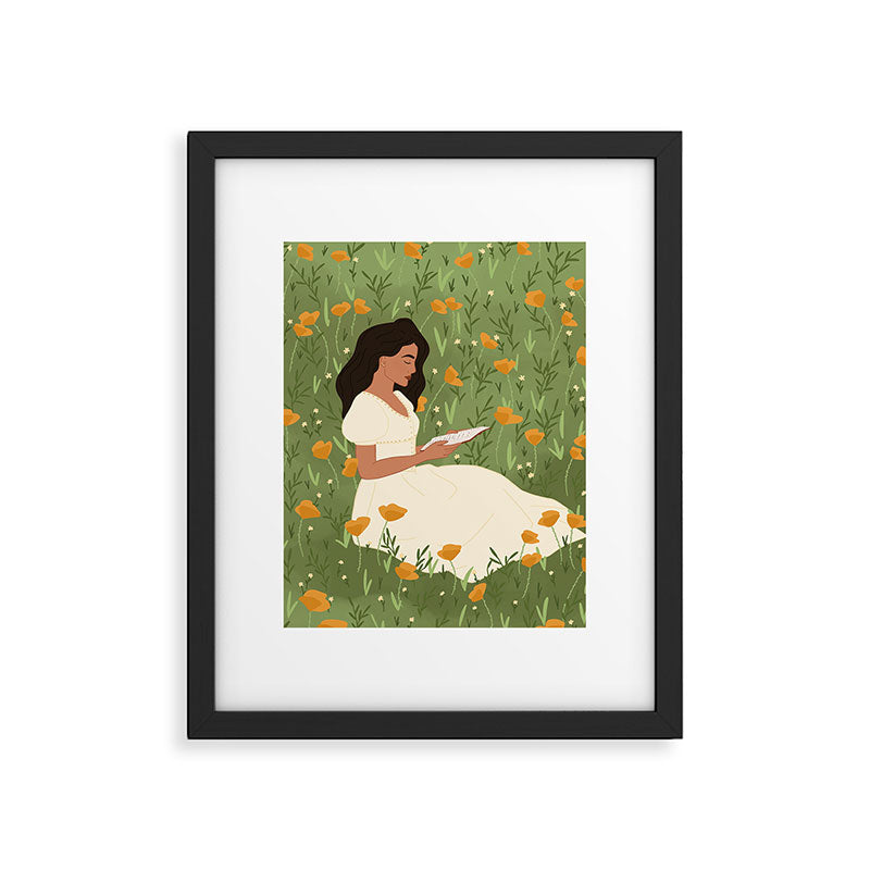 Reading in the Poppies  Framed Art Print Gallery Image 6