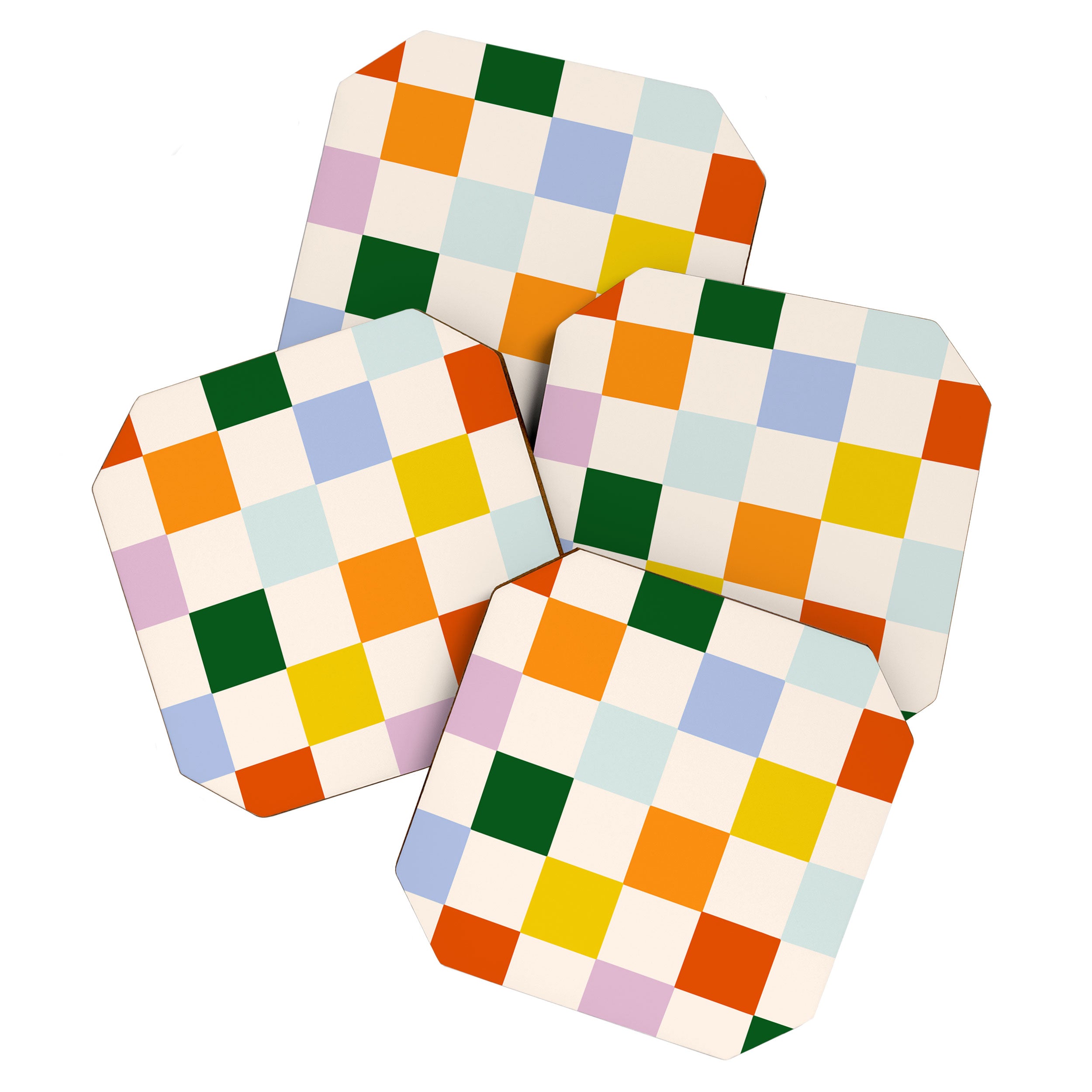 Retro Rainbow Checkerboard  Coaster Gallery Image 1